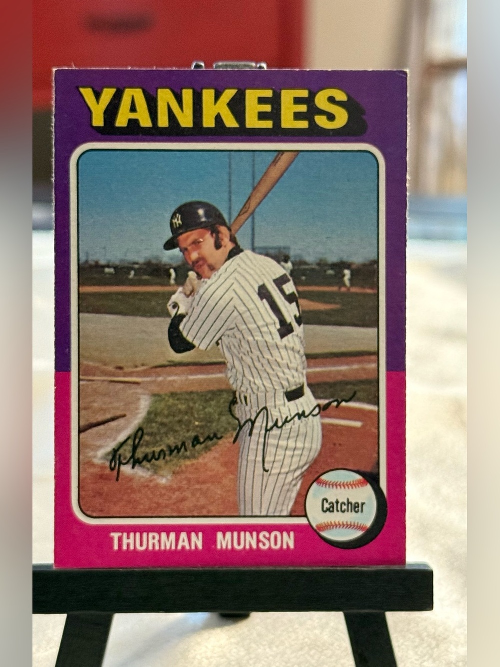 Thurman Munson HOF, #20, Topps, 1975, NY Yankees, Perfectly Centered - Mint